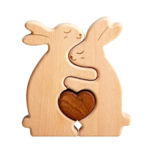 Set di puzzle in legno con coniglietti - 5,3", Regalo per Pasqua, compleanno, anniversario, matrimonio e festa della mamma per donne/uomini,