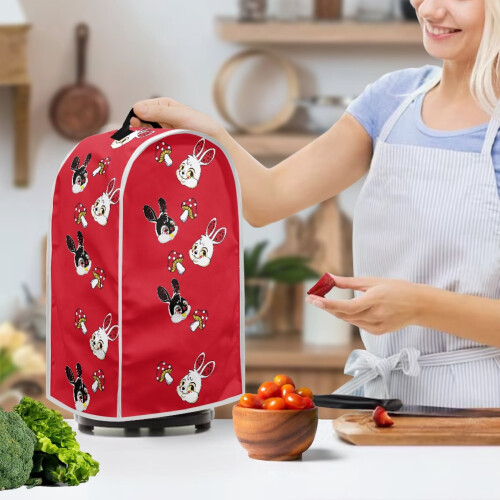 Rabbit Pattern Top Handle Polyester Kitchen Blender Dust Cover with Durable for Kitchen Home 2