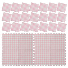 40Pcs Pink Plaid Paper Napkins with Scalloped Edges for Elegant Party and Tea Gathering Disposable