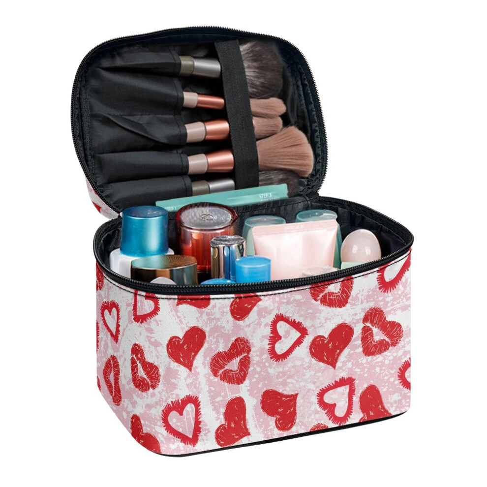 Heart-Shaped Lips Polyester Makeup Bag â Fold-Flat, Large-Capacity Cosmetic Organizer for Travel, Home & Office (Compatible with All Standard