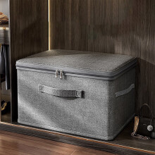 Zippered Fabric Storage Bins with Handles – Collapsible, Washable Cotton-Linen Closet Organizers