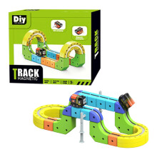 Electric Train Set with Magnetic Tracks and Motorized Car