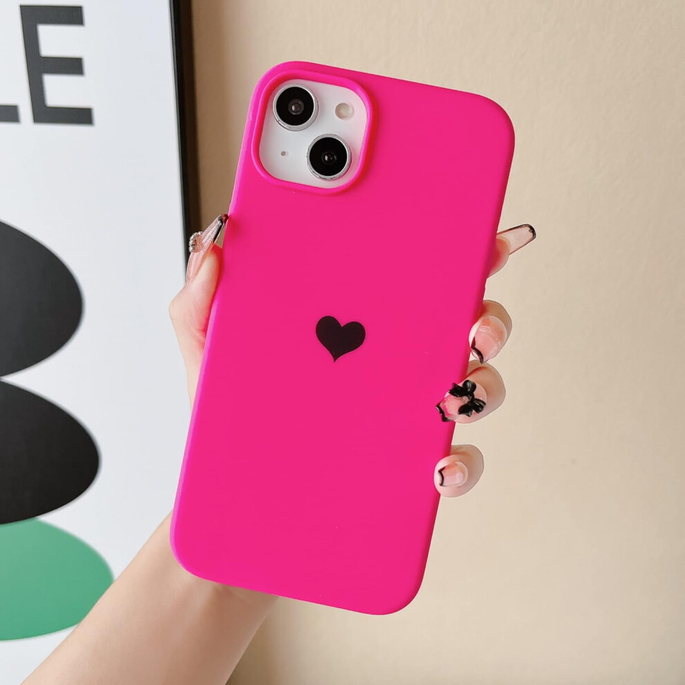 Silicone Iphone 15 Case Â Rose Heart Design, Soft Microfiber Lining, Anti-Scratch, Protective Hybrid Case For Women Pink 9426043671693