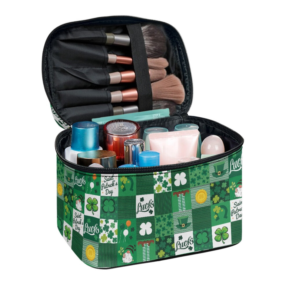Clover Coin Design Cosmetic Makeup Organizer Bag Travel Make Up Organizer Portable Traveling Airport Airline Vacation Organization for Men Women Gift