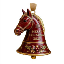 1 Pcs Handmade Horse Bell Ornament, Resin 3D Red Horses Hanging Decor for Christmas Tree, New Year Gift for Horse-Lovers