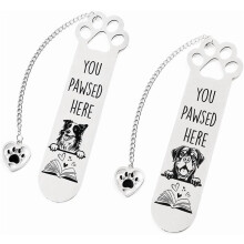 Corgi & Bichon Dog Stainless Steel Bookmark with Tassel – Cute Gift for Dog Lovers, Bookworms, Teachers, Retirees, Students (Compatible with All