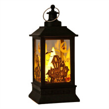 Draagbare Halloweenlantaarn – Zwarte plastic hanglamp met spookhand- en pompoenontwerp voor thuis, kamperen, spookhuis en bardecoratie.