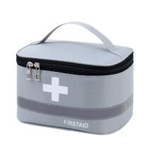 Portable First Aid Kit with Reflective Strip, Large Capacity Medical Bag for Home, Outdoor & Travel – Oxford Cloth, Grey
