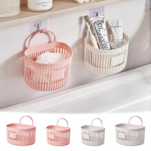 Kitchen Storage Basket Small Plastic Hanging Storage Basket for Kitchen Bathroom Multifunctional PET Wall Mount Organizer for Utensils(White,1Pcs)