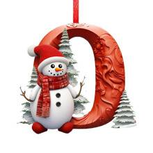 Snowman 26-Letter Christmas Tree Ornaments A-Z, Red Alphabet Hanging Decor, DIY Craft Xmas Letters – Compatible with Standard Tree Hooks