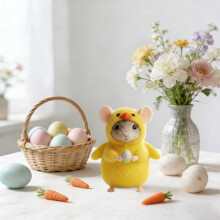Easter Felt Mouse Figurines - Handmade Soft Animal Ornaments for Tiered Tray Decor, Easter Basket Stuffers & Spring Home Tabletop Accents