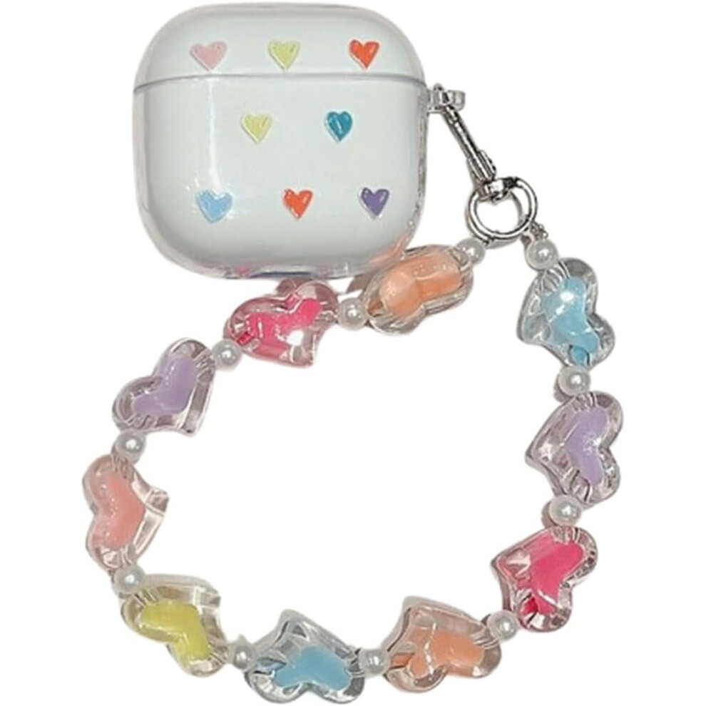Butterfly Pattern Clear Airpods 4Th Gen Case With Pearl Wrist Chain & Love Heart (2024 Release) 9405492456464