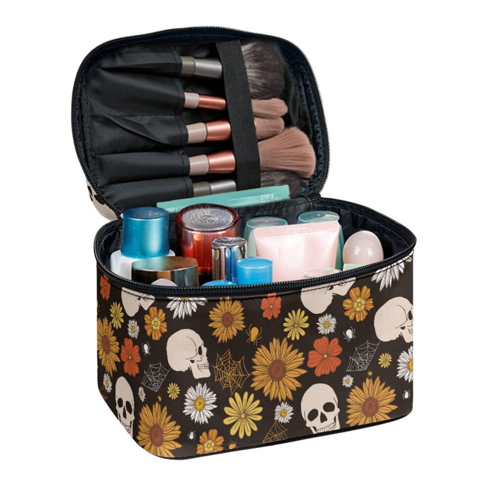 Cosmetic Toiletry Bag with Brush Slots and Holder