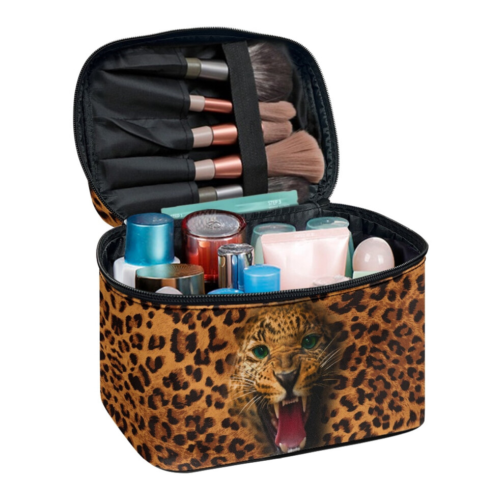 Leopard Print Makeup Bag Polyester Large Capacity