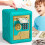 Cofrinho dourado infantil com trava de senha e compartimento automático para notas – Compatível com moedas/dinheiro de verdade, presente para 6
