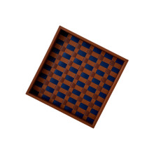 Artisanal Checker Weave Leather Tray Modern Storage Solution For Countertop Coffee Table Display