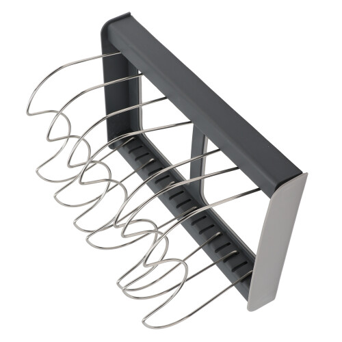 Expandable Plastic Pot Pan Organizer Rack with 7 Dividers for Kitchen Cabinets 1