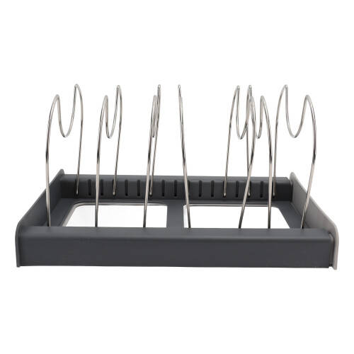 Expandable Plastic Pot Pan Organizer Rack with 7 Dividers for Kitchen Cabinets 2