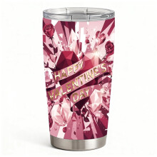 Romantic Crystal Heart Pattern Stainless Steel Double-Wall Insulated Tumbler, Trendy Valentine Gift for Girlfriend & Wife