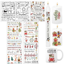 Christmas Candle Stickers Set Snowman Reindeer Santa