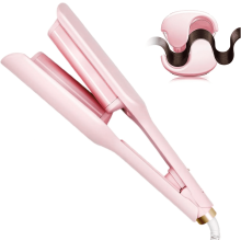 2-Barrel Hair Waver for Beach Waves, 1.25" Ceramic, 5 Temp Settings, Ionic Tech, Fast Heat – PINK