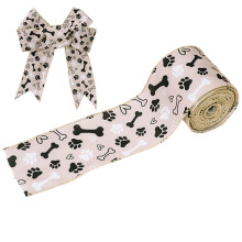 4Pcs Craft Ribbon 8-Yard Dog Paw Printed Ribbons Polyester Decorative Ribbon Design DIY Packaging Ribbon Festive