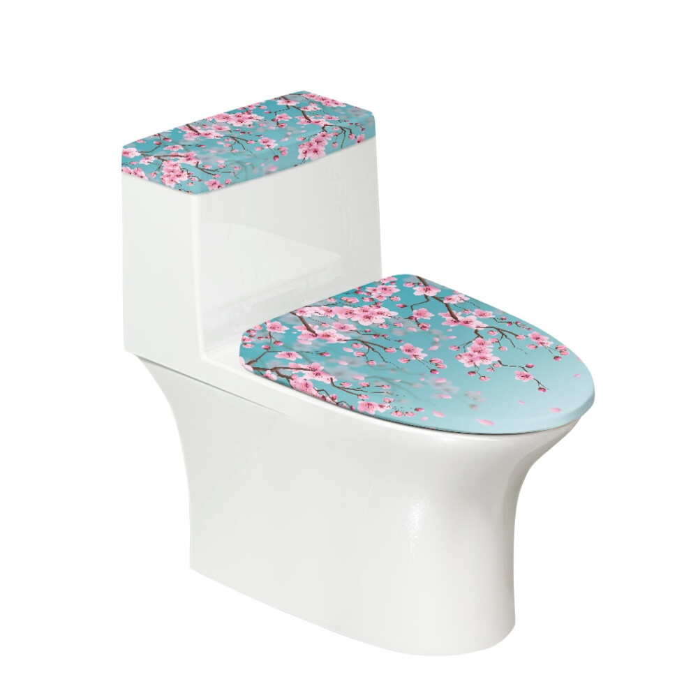 Cherry Blossom Toilet Lid Cover And Toilet Tank Lid Cover Stretch Bathroom Toilet Lid Cover For Bathroom Supplies Stays In Place Elastic Edge 9341593683517