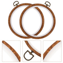 2Pcs Imitation Wood Embroidery Hoops 5.5x5.5in For Handicraft Stand Christmas Ornaments Diy Craft