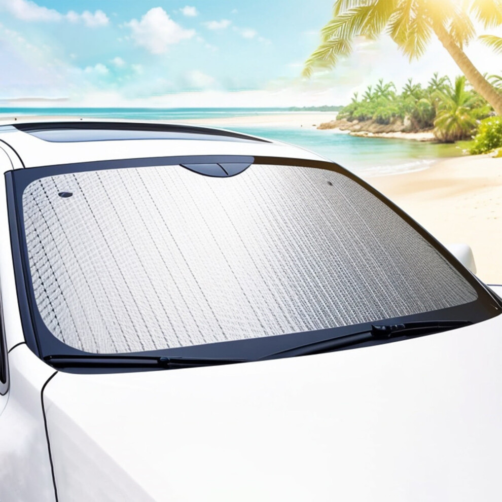 Vehicle Sunshade For Car Windshield Â Reversible, Uv/Heat Protection, Universal Fit, Aluminum, Compact W/ Suction Cups Â S.i.l.v.e.r. (55X27.5") Silver 9159796038702