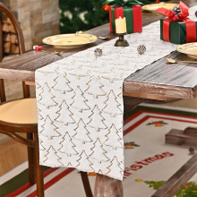 Christmas Table Runner – Gold Flake, Red/Green/White, for 4-6 People, Festive Holiday Decor, Compatible with Xmas Tablecloths