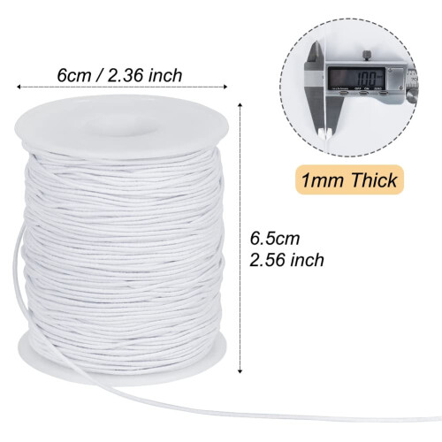 Hvit elastisk perlesnor 1 mm x 100 m 1