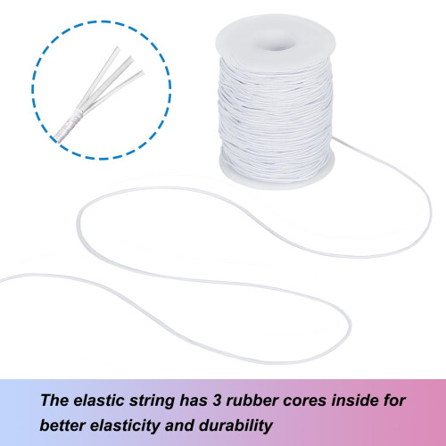 Hvit elastisk perlesnor 1 mm x 100 m 2