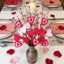 Heart Berry Stem Red Pink Floral Decoration 1pc