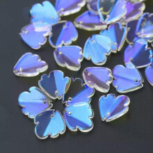 10pcs Flower Petals Aurora Crystal Glass Loose Beads Pendants Jewelry Charms DIY-2#Peony (15x16mm)