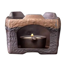 Leutsin Ceramic Tea Stove Warmer Set – Cedar & Zen Aromatherapy Burner, Handmade Candle Wax Heater with Tealight Holder, Compatible with Teapots