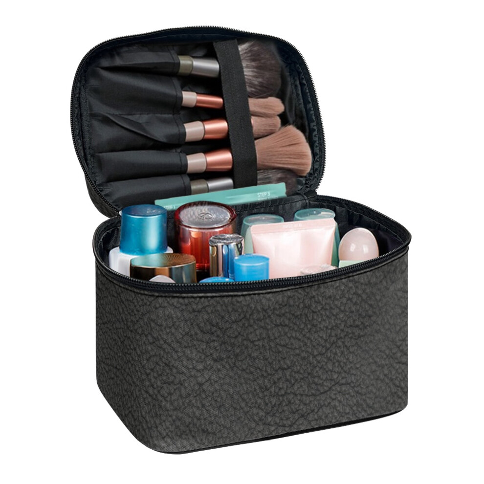 Travel Cosmetic Bag Organizer Lightweitht Travel Cosmetic Toiletry Bags with Brush Slots Travel Storage Brush Slots Solid Color