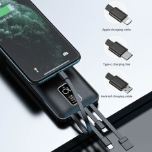 10000mAh Ultra Slim Power Bank with Digital Display, 14x6.8cm, Black