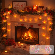 String Lights 3m 20 Pink Heart Shaped String Lights for Valentine's Day Birthday Proposal Romantic Room Decor(1Pcs)