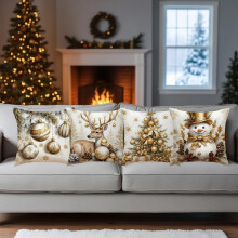 Upgraded Christmas Pillow Covers 17.7x17.7 Inches Decorative Pillow Cases With Soft Fabric Hidden Zipper For Home Decor 4PCS Q