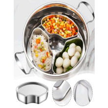 Scalloped Steamer Box with Lid – Stainless Steel Divided Basket, Compatible with All Stovetops