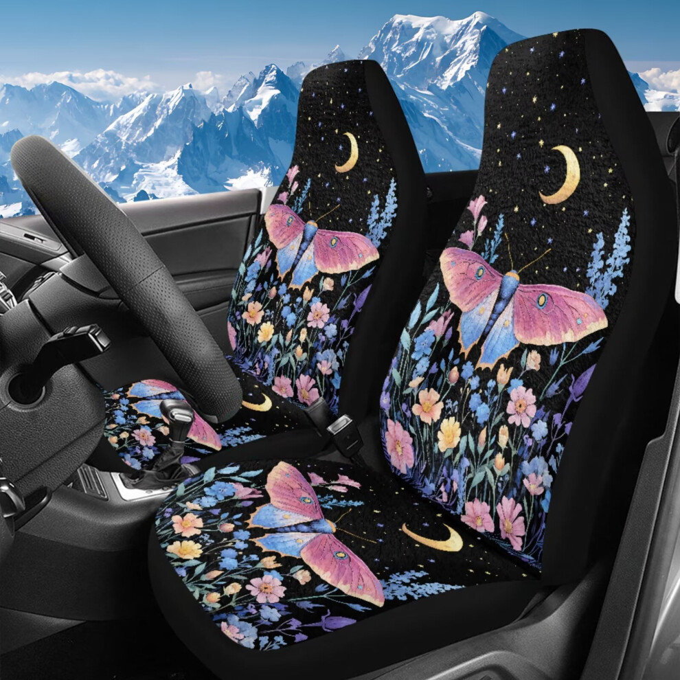 Car Seat Covers (2Pcs) Â Flower Butterfly Design, Universal Fit For Cars/Trucks/Vans/Suvs, High Back Front Covers, Not Airbag Compatible Coral 9426043674861