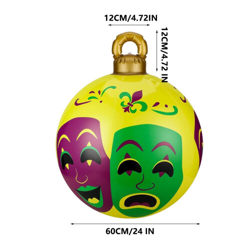 Decor de bal de carnaval gonflabil – Mască galbenă, verde și violet 2
