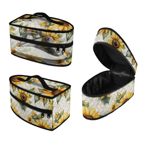 Portable steamer bag sunflower with zipper handle case