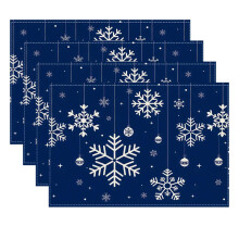 DAMAI Christmas Snowflake Placemats Set of 4, 12x18 in, Vintage Washable Red Winter Holiday Table Mats – Compatible with Home & Dining Room