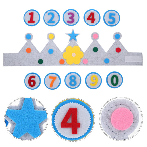 Felt Birthday Crown Hat for Toddlers with Interchangeable 2