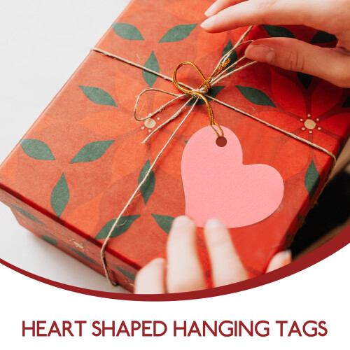 Kraft Paper Tags Heart Shape Pink 50 Pcs 1
