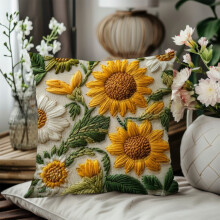 SunFlower Pillow Covers 17.7x17.7 Inches Sunflower Decorative Pillow Cases With Soft Fabric Hidden Zipper For Home Decor, Festival Celebrate