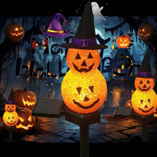Lampes solaires citrouille d'Halloween pour allée, décoration extérieure LED étanche, compatible avec jardin et cour, lumière chaude