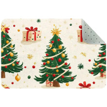 Christmas Trees & Gift Boxes Rug – Non-Slip, Washable Indoor Mat for Bedroom, Living Room, Kitchen, Entrance (Compatible with Standard Sizes)