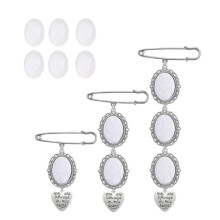 Wedding Bouquet Photo Charm DIY Pin Brooch Making Kit Lacy Frame Charm Oval Picture Frame with Pendant for Holiday Heart